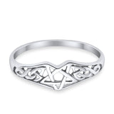 Pentagram Star Plain Ring Celtic Filigree Design 925 Sterling Silver
