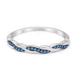 Half Eternity Infinity Twisted Band Rings Simulated CZ 925 Sterling Silver