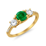 Three Stone Wedding Ring Round Simulated Cubic Zirconia 925 Sterling Silver