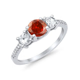 Three Stone Wedding Ring Round Simulated Cubic Zirconia 925 Sterling Silver
