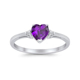 Wedding Heart Promise Ring Simulated Cubic Zirconia 925 Sterling Silver
