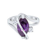 Swirl Fashion Ring Marquise Round Simulated Cubic Zirconia 925 Sterling Silver