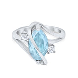 Swirl Fashion Ring Marquise Round Simulated Cubic Zirconia 925 Sterling Silver