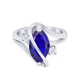 Swirl Fashion Ring Marquise Round Simulated Cubic Zirconia 925 Sterling Silver