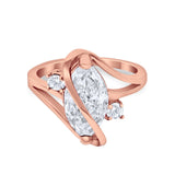 Swirl Fashion Ring Marquise Round Simulated Cubic Zirconia 925 Sterling Silver