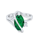 Swirl Fashion Ring Marquise Round Simulated Cubic Zirconia 925 Sterling Silver