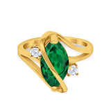 Swirl Fashion Ring Marquise Round Simulated Cubic Zirconia 925 Sterling Silver