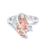 Swirl Fashion Ring Marquise Round Simulated Cubic Zirconia 925 Sterling Silver