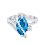 Swirl Fashion Ring Marquise Round Simulated Cubic Zirconia 925 Sterling Silver