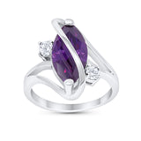 Swirl Fashion Ring Marquise Round Simulated Cubic Zirconia 925 Sterling Silver
