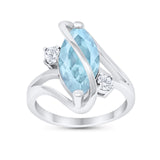 Swirl Fashion Ring Marquise Round Simulated Cubic Zirconia 925 Sterling Silver