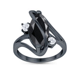 Swirl Fashion Ring Marquise Round Simulated Cubic Zirconia 925 Sterling Silver