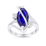 Swirl Fashion Ring Marquise Round Simulated Cubic Zirconia 925 Sterling Silver