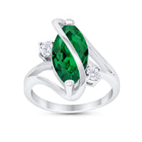 Swirl Fashion Ring Marquise Round Simulated Cubic Zirconia 925 Sterling Silver