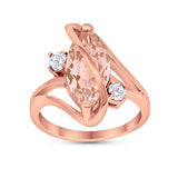 Swirl Fashion Ring Marquise Round Simulated Cubic Zirconia 925 Sterling Silver
