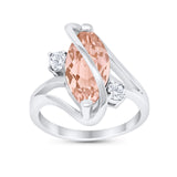 Swirl Fashion Ring Marquise Round Simulated Cubic Zirconia 925 Sterling Silver