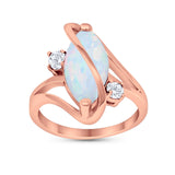 Swirl Fashion Ring Marquise Round Simulated Cubic Zirconia 925 Sterling Silver