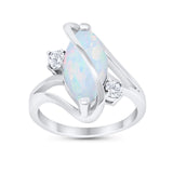Swirl Fashion Ring Marquise Round Simulated Cubic Zirconia 925 Sterling Silver