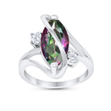 Swirl Fashion Ring Marquise Round Simulated Cubic Zirconia 925 Sterling Silver