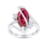 Swirl Fashion Ring Marquise Round Simulated Cubic Zirconia 925 Sterling Silver