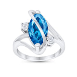 Swirl Fashion Ring Marquise Round Simulated Cubic Zirconia 925 Sterling Silver