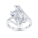 Swirl Fashion Ring Marquise Round Simulated Cubic Zirconia 925 Sterling Silver