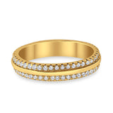 Double Row Full Eternity Round Band Ring Simulated CZ 925 Sterling Silver