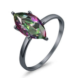 Solitaire Wedding Ring Marquise Simulated Cubic Zirconia 925 Sterling Silver