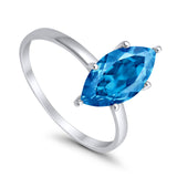 Solitaire Wedding Ring Marquise Simulated Cubic Zirconia 925 Sterling Silver