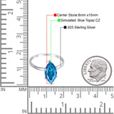 Solitaire Wedding Ring Marquise Simulated Cubic Zirconia 925 Sterling Silver