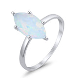 Solitaire Wedding Ring Marquise Simulated Cubic Zirconia 925 Sterling Silver