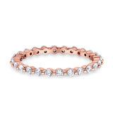 Eternity Stackable Band Round Simulated CZ Ring 925 Sterling Silver