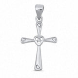Petite Cross Pendant Charm Round Cubic Zirconia 925 Sterling Silver