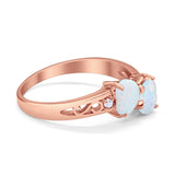 Heart Filigree Ring Round Cubic Zirconia 925 Sterling Silver Created White Opal