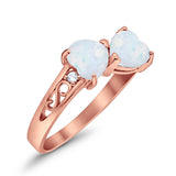 Heart Filigree Ring Round Cubic Zirconia 925 Sterling Silver Created White Opal