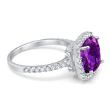 Art Deco Halo Cushion Wedding Engagement Ring Round Cubic Zirconia 925 Sterling Silver