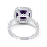 Art Deco Halo Cushion Wedding Engagement Ring Round Cubic Zirconia 925 Sterling Silver