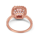 Art Deco Halo Cushion Wedding Engagement Ring Round Cubic Zirconia 925 Sterling Silver
