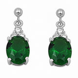 Dangling Earrings Oval Round Cubic Zirconia 925 Sterling Silver