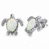 Turtle Stud Earrings Lab Created Opal 925 Sterling Silver