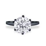 Solitaire Wedding Engagement Ring Round Simulated Cubic Zirconia 925 Sterling Silver