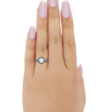 Halo Floral Wedding Ring Round Simulated Cubic Zirconia 925 Sterling Silver