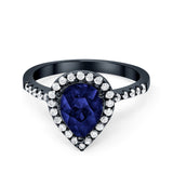 Halo Teardrop Bridal Filigree Ring Simulated Cubic Zirconia 925 Sterling Silver