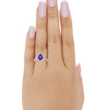 Halo Teardrop Bridal Filigree Ring Simulated Cubic Zirconia 925 Sterling Silver