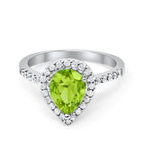Halo Teardrop Bridal Filigree Ring Simulated Cubic Zirconia 925 Sterling Silver