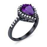Halo Teardrop Bridal Filigree Ring Simulated Cubic Zirconia 925 Sterling Silver