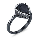 Halo Teardrop Bridal Filigree Ring Simulated Cubic Zirconia 925 Sterling Silver