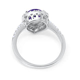 Halo Teardrop Bridal Filigree Ring Simulated Cubic Zirconia 925 Sterling Silver