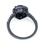 Halo Teardrop Bridal Filigree Ring Simulated Cubic Zirconia 925 Sterling Silver