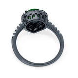 Halo Teardrop Bridal Filigree Ring Simulated Cubic Zirconia 925 Sterling Silver